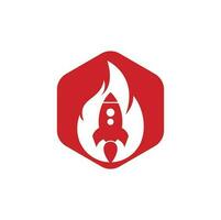 design de logotipo de fogo de foguete. combinação de logotipo de fogo e foguete. símbolo ou ícone de chama e avião. vetor
