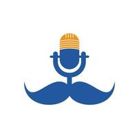 modelo de design de logotipo de vetor de podcast forte. modelo de design de logotipo de podcast de cavalheiro. ícone de podcast de bigode.