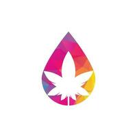 design de logotipo de conceito de gota de cannabis. ícone de vetor de logotipo de natureza de folha de cannabis