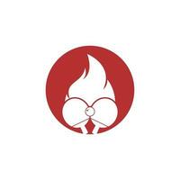 modelo de design de ícone de logotipo de fogo e ping pong. tênis de mesa, ícone de vetor de pingue-pongue.