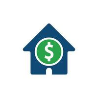 vetor de design de modelo de logotipo de pagamento em casa. combinação de logotipo de moeda e imobiliário. símbolo ou ícone de dinheiro e casa