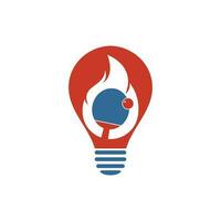 modelo de design de ícone de logotipo de forma de bulbo de pingue-pongue de fogo. tênis de mesa, ícone de vetor de pingue-pongue