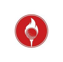 vetor de design de modelo de logotipo de fogo de golfe. ícone de design de logotipo de fogo e bola de golfe.