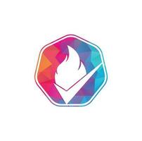 modelo de design de logotipo de vetor de verificação de fogo. design de ícone de fogo e marca de seleção.