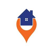 vetor de logotipo de ponto de casa. ícone de pino com combinação em casa. conceito de símbolo de localização de ponto de mapa gps criativo.