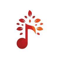 design de logotipo de árvore de música. música e eco símbolo ou ícone. ícone de nota musical combinar com ícone de forma de árvore vetor