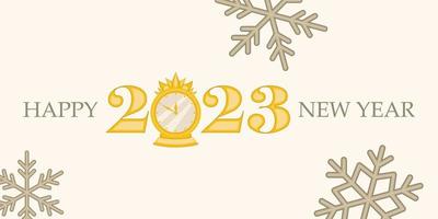 feliz ano novo 2023 banner com flocos de neve. ilustração vetorial vetor