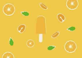 fundo de vetor de frutas de laranja de sorvete de verão fresco