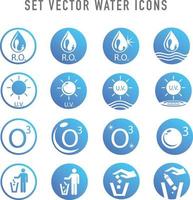 água ícone conjunto ilustração vetorial. vetor