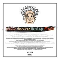 o mês da herança americana nativa é uma designação anual observada em novembro. ótimo para cartazes, cartões, convites, folhetos, capas, banners, cartazes, folhetos e outros projetos gráficos. vetor eps10