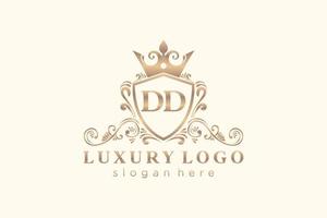 modelo de logotipo de luxo real de letra dd inicial em arte vetorial para restaurante, realeza, boutique, café, hotel, heráldica, joias, moda e outras ilustrações vetoriais. vetor