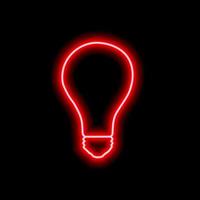 contorno de lâmpada de néon vermelho simples sobre fundo preto. ilustração vetorial vetor