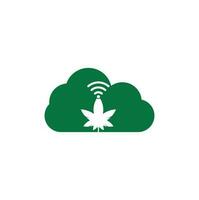 design de logotipo de vetor de forma de nuvem wifi de cannabis. símbolo ou ícone de cânhamo e sinal.