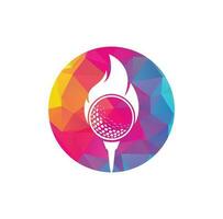 vetor de design de modelo de logotipo de fogo de golfe. ícone de design de logotipo de fogo e bola de golfe.