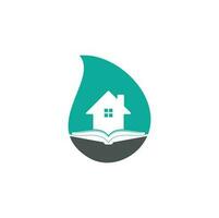 modelo de design de logotipo de conceito de forma de gota de casa de livro. ícone de vetor de logotipo de casa e livro.