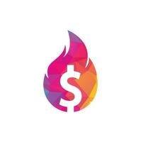modelo de design de logotipo de dinheiro de fogo. modelo de logotipo de fogo de dinheiro. vetor