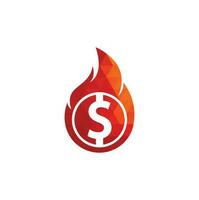 modelo de design de logotipo de dinheiro de fogo. modelo de logotipo de fogo de dinheiro. vetor