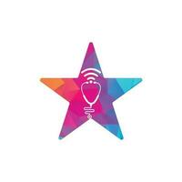 design de ícone de logotipo de forma de estrela wi-fi estetoscópio. estetoscópio com ícone de sinais wifi vetor