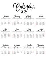 calendário de parede em estilo minimalista. modelo de calendário para o ano de 2023. vetor