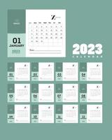 calendário 2023. semana começar domingo modelo de planejador de design corporativo. vetor