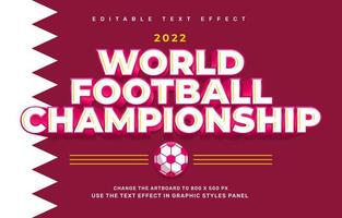 modelo de efeito de texto editável do campeonato mundial de futebol vetor