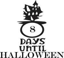 8 dias até o halloween, design simples feito em preto vetor