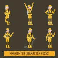 poses de personagem de bombeiro vetorial vetor