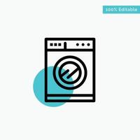 máquina de cozinha lavar ícone de vetor de ponto de círculo de destaque turquesa