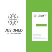 negócios globais desenvolver equipamento de desenvolvimento trabalho mundo cinza design de logotipo e modelo de cartão de visita vetor