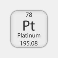 símbolo de platina. elemento químico da tabela periódica. ilustração vetorial. vetor