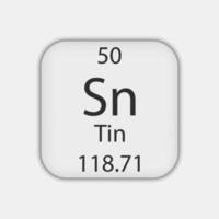 símbolo de estanho. elemento químico da tabela periódica. ilustração vetorial. vetor
