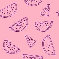 padrão sem emenda de melancia. ilustração vetorial desenhada à mão em estilo doodle. minimalismo. papel de parede, têxtil, papel de embrulho, plano de fundo. comida de verão de frutas frescas suculentas vetor