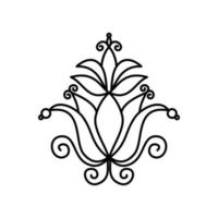 elemento simétrico de flor de estilo oriental. ilustração vetorial isolada em branco vetor
