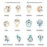 ícones de símbolo do planeta. signo astrológico vetorial para horóscopo de calendário de tatuagem de logotipo vetor