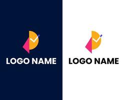 letra p e d modelo de design de logotipo moderno vetor