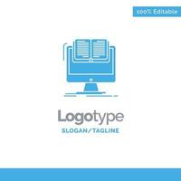 arquivo de documento computador cv livro modelo de logotipo sólido azul lugar para slogan vetor