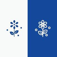 flor páscoa natureza linha e glifo ícone sólido banner azul linha e glifo ícone sólido banner azul vetor