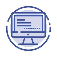 monitor de computador texto educação ícone de linha pontilhada azul vetor