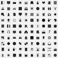 conjunto de 100 ícones sólidos universais vetor