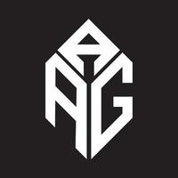 design de logotipo de carta aag em fundo preto. conceito de logotipo de letra de iniciais criativas aag. design de letra aag. vetor