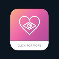 coração brasil bandeira amor botão de aplicativo móvel versão de linha android e ios vetor
