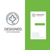 design de logotipo cinza de bordo de folha de outono do Canadá e modelo de cartão de visita vetor