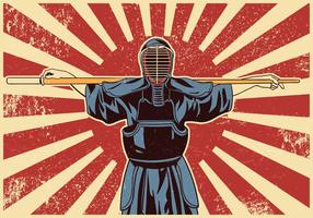 Lutadores de artes marciais da espada de kendo vetor