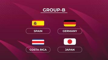 equipe do grupo b da copa do mundo de futebol de 2022 e sua bandeira vetor