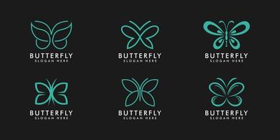 conjunto de modelo de design de logotipo de borboleta vetor