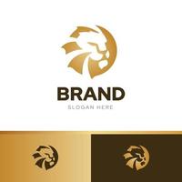 vetor de modelo de design de marca de logotipo criativo de leão real com combinação de harmonia de três cores ouro elegante, identidade de marca premium de luxo