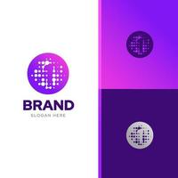 vetor de modelo de design de logotipo de agência criativa digital número um com combinação de harmonia de cores