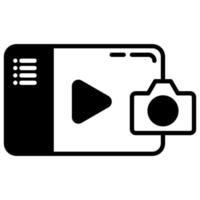 ícone de câmera e player de vídeo vetor