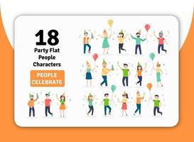 18 personagens de pessoas planas de festa vetor