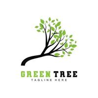 design de logotipo de árvore verde, ilustração de logotipo de árvore bonsai, folha e vetor de madeira